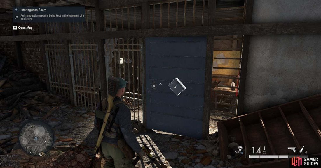 Youll find the document within the interrogation room behind this door.