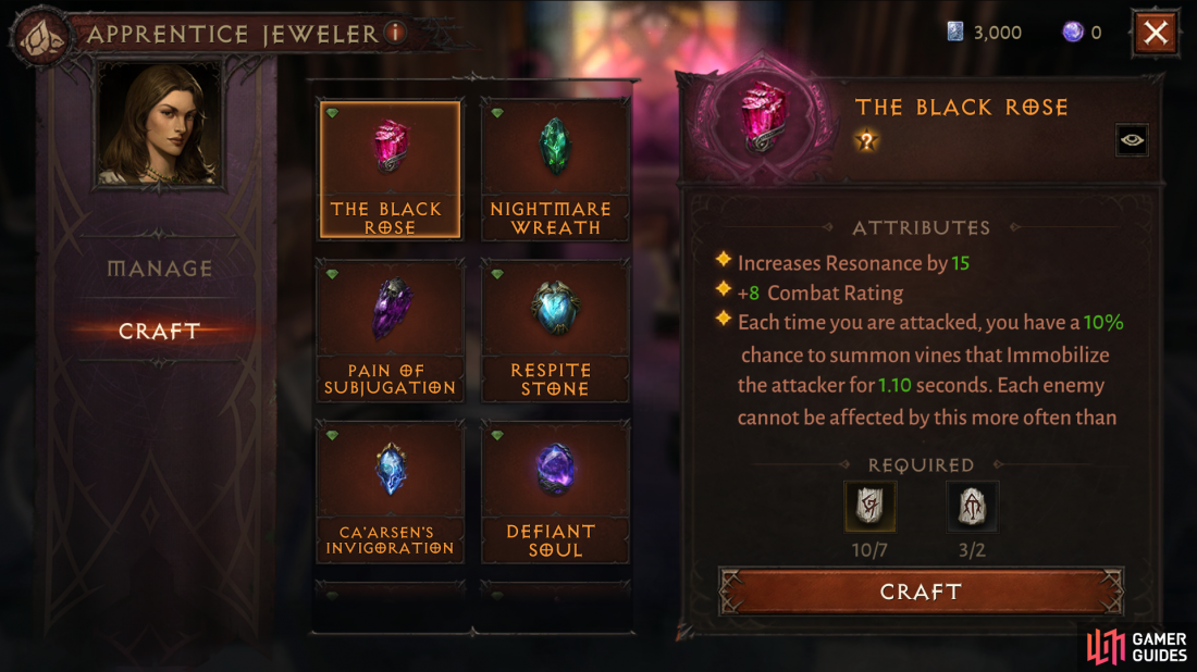 You can craft The Black Rose by expending 7x ATI runs and 2x WEH runes.