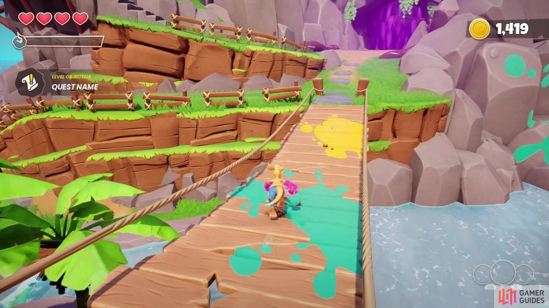The Lava Caves will be across the bridge with the paint on it