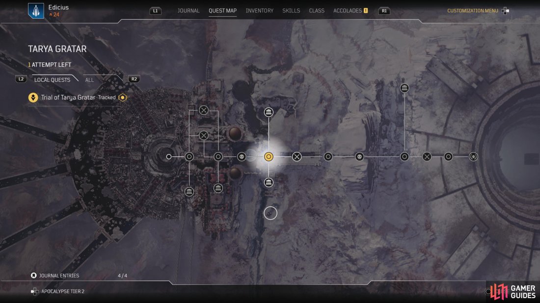 You can see all of the rooms in the Trial of Tarya Gratar by opening up your map. 