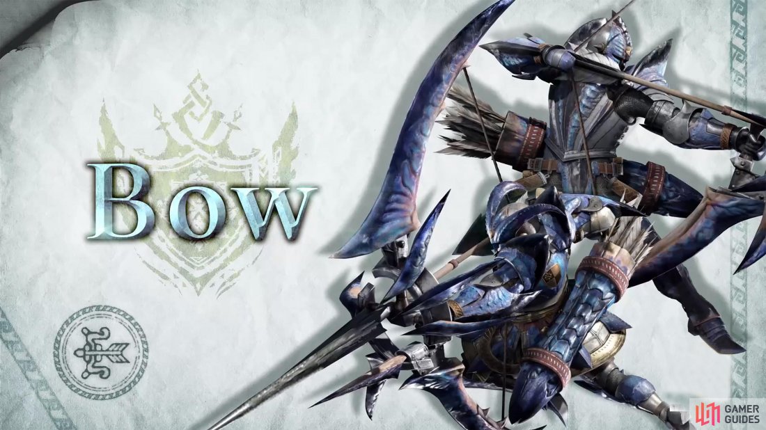 The Bow is an agile-ranged weapon capable of dealing high damage per second, targeting the monsters elemental weaknesses, apply status ailments, and buff the entire group. 