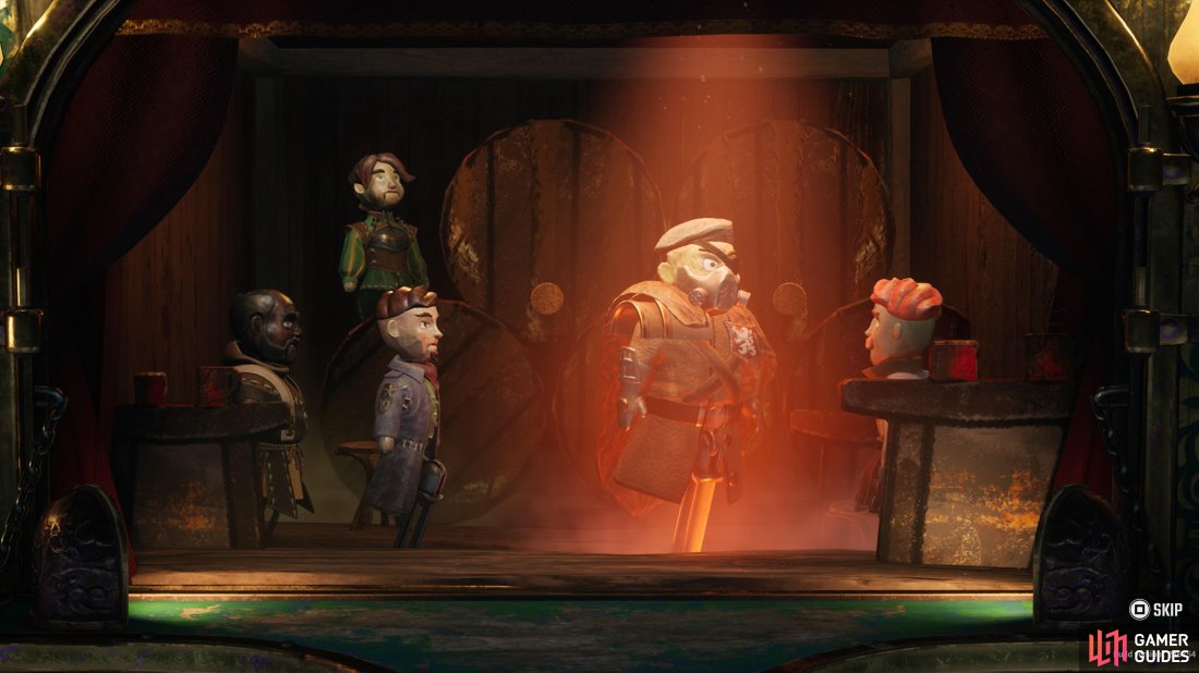 Eschewing cutscenes, Alan-a-Dale regales the story through delightful puppet shows.