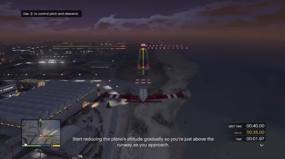 The trick to landing safely and smoothly is to gradually descend. Dont try and tip the plane too much or youll just bounce off the runway. Ease back on the accelerator as you are near the ground.
