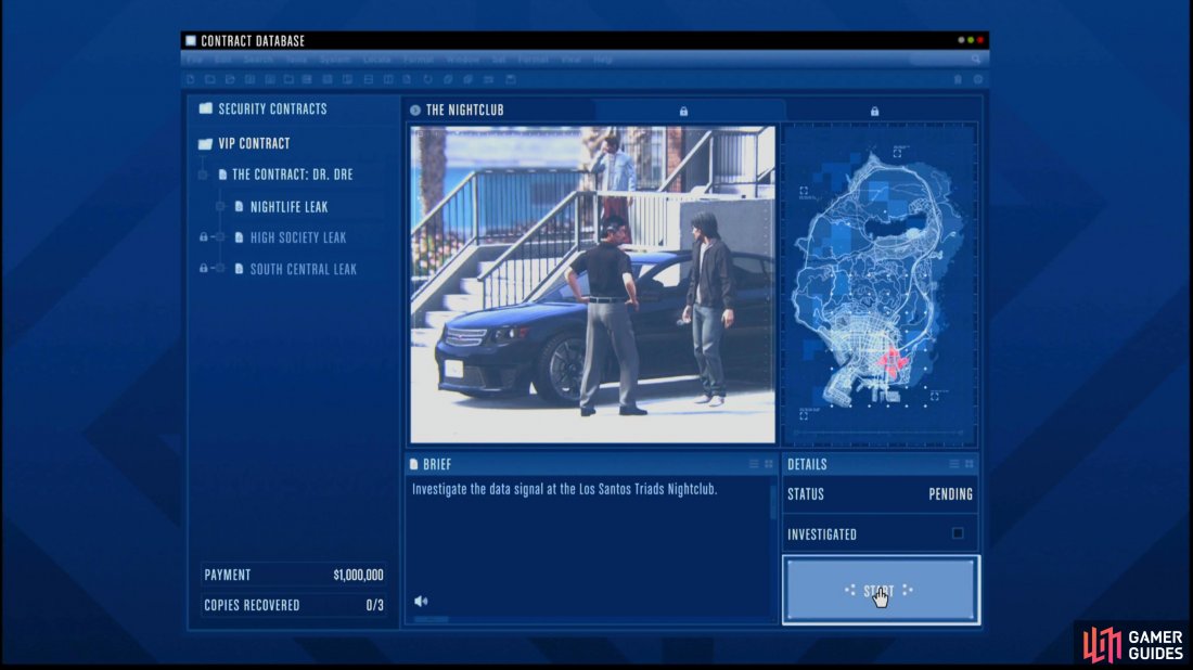 Start The Nightclub Mission from the Contract Database.