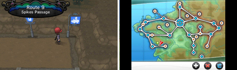 These signs inform you that a large Pokémon (Rhyhorn) is required to cross the terrain.