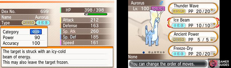 Aurorus (Rock/Ice) has STAB with all three attack moves; sweet!