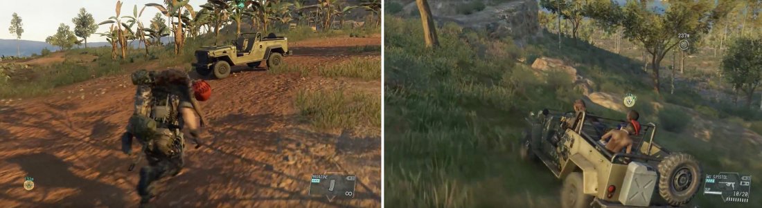 Take the prisoners to a vehicle (left) and then proceed to the extraction zone (right).