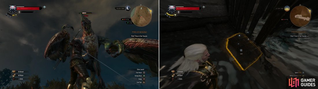Defeat a Basilisk (left) then board a neaby shipwreck and claim the treasure its still carrying (right).
