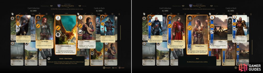 Villentretenmerth (left) and Phillipa Eilhart (right) are two potent cards that can be won from random merchants.