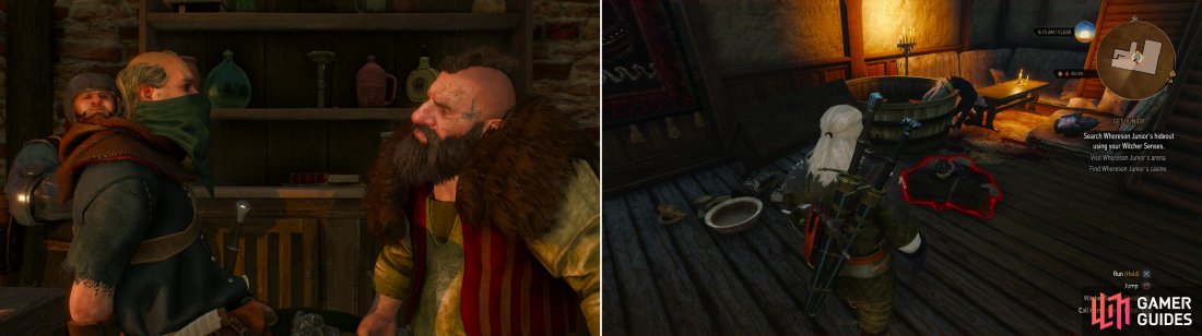 Youll interrupt Cleaver conducting a bit of business (left). Searching Whoresons hideout is an exercise in futility - and an example of what happens if you let over-eager Dwarves get to the scene first (right).
