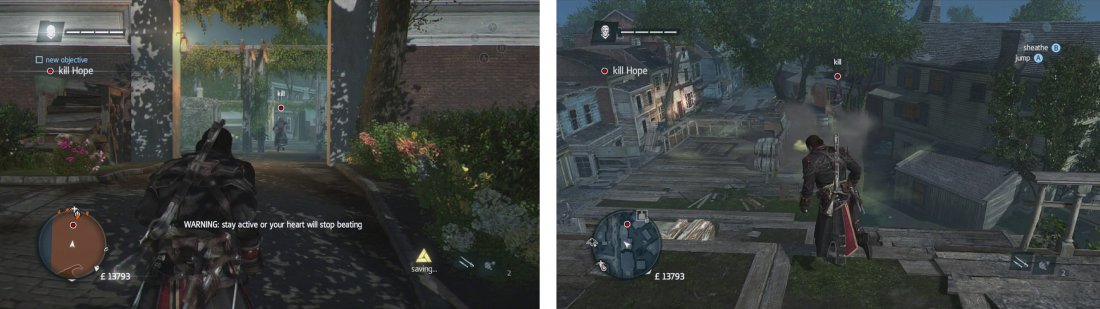 Youll need to chase down and kill the target (left). Avoid the poison gas clouds as you go (right).