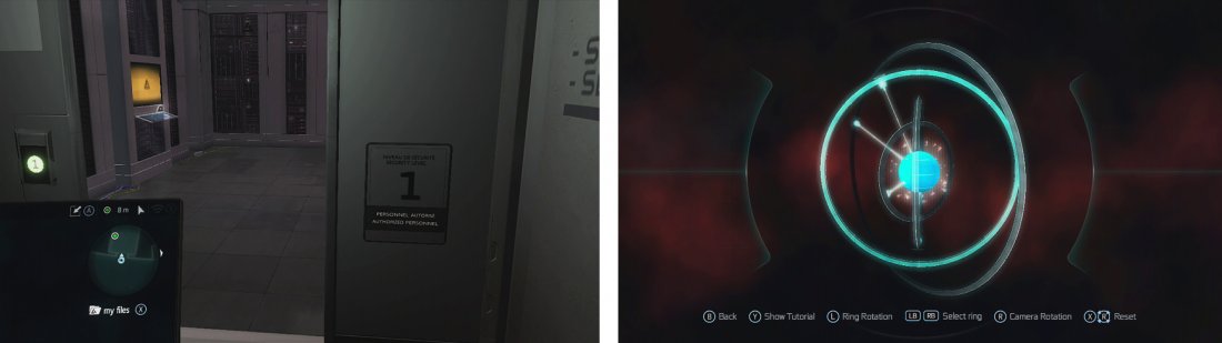 Find the computer in need of repair (left). Organise the rings as such (right) to solve the puzzle.