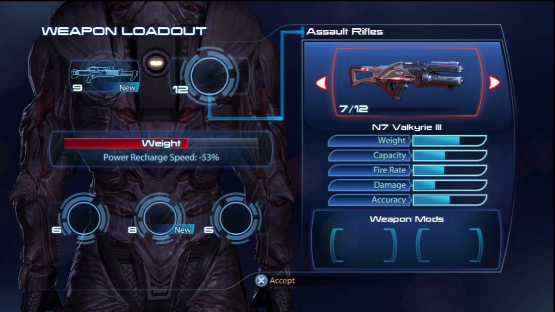 The N7 Valkyrie assault rifle is a burst weapon similar to the Vindicator.
