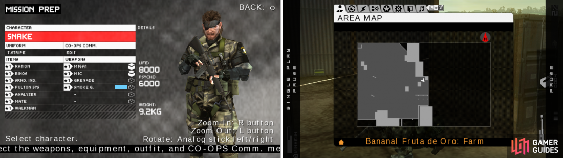 The equipment I used in this OPS (right picture) and probably the best spot to stand ground through the fight (right picture).
