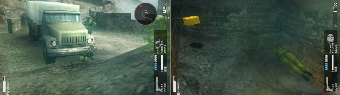 Perfect spot to hide from the soldier (left picture). Dont forget about the POW near the truck before you leave the area.