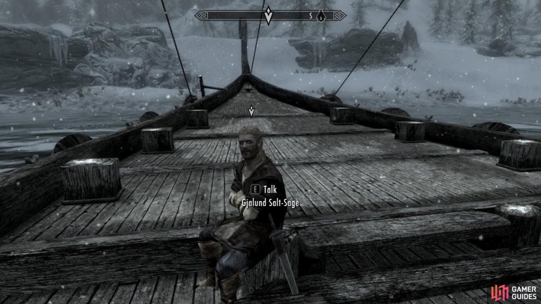 This guy can be found sitting on his boat just outside the Windhelm city walls.