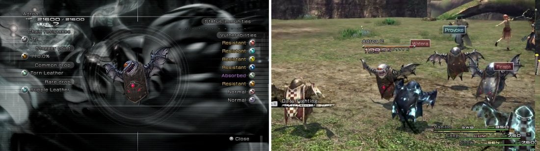 Adroa Enemy Intel [Left]. A number of enemies appear in this battle [Right].