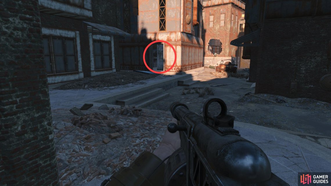 You can find a door leading to a building occupied by ghouls,