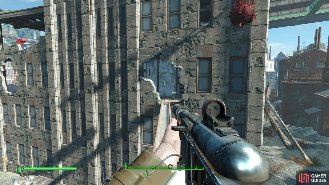 You can infiltrate the Super Mutant Skyscraper from a nearby roof, if you wish.