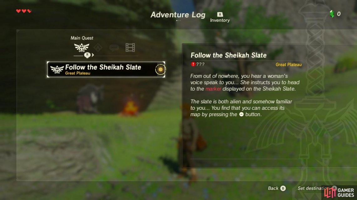 Follow The Sheikah Slate Walkthrough Quests The Legend Of Zelda Breath Of The Wild Gamer Guides