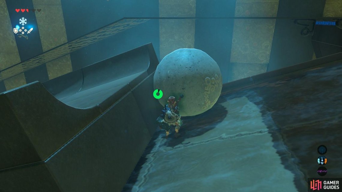 Push the normal stone ball over to this spot here
