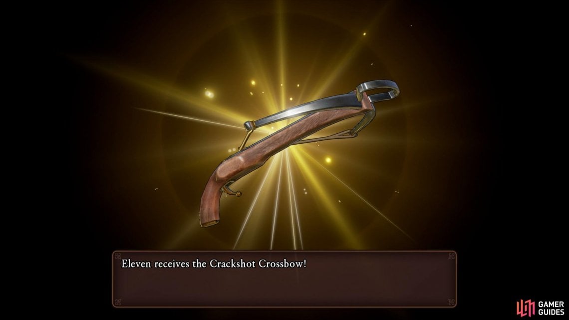 Youll receive the Crossbow from Faris as thanks for helping him