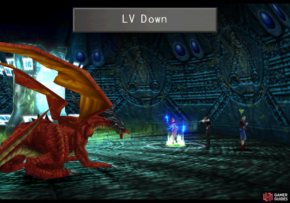 When you reach the tube you’ll be forced to fight a pair of Ruby Dragons - use LV Down to mitigate XP gains and weaken the dragons