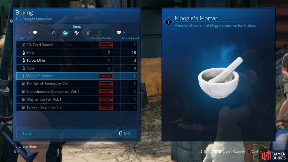You can purchase the Moogles Mortar from the Moogle Emporium for 1MM