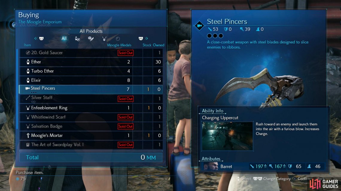Buy the Steel Pincers weapon from the Moogle Emporium.