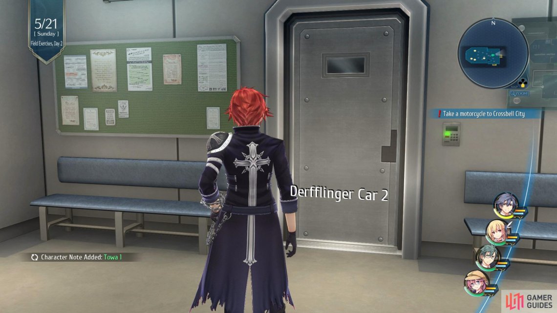 Speak with Towa in Car 1 to obtain her Character Note 