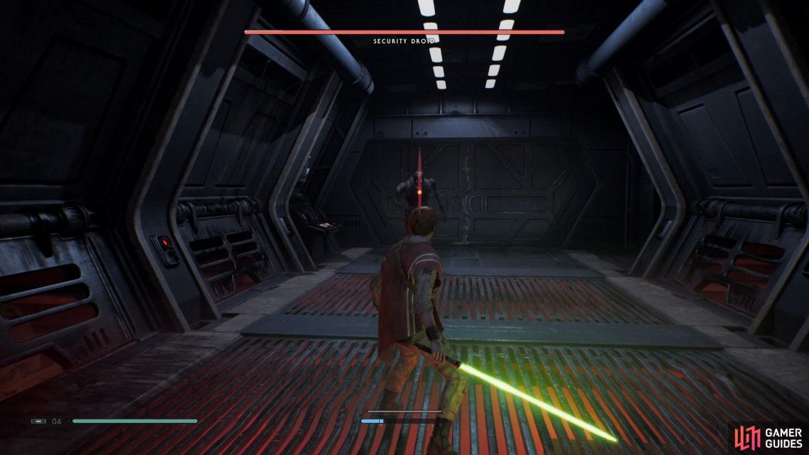 Use Force Slow and keep circling the Droid to get a few attacks in from behind