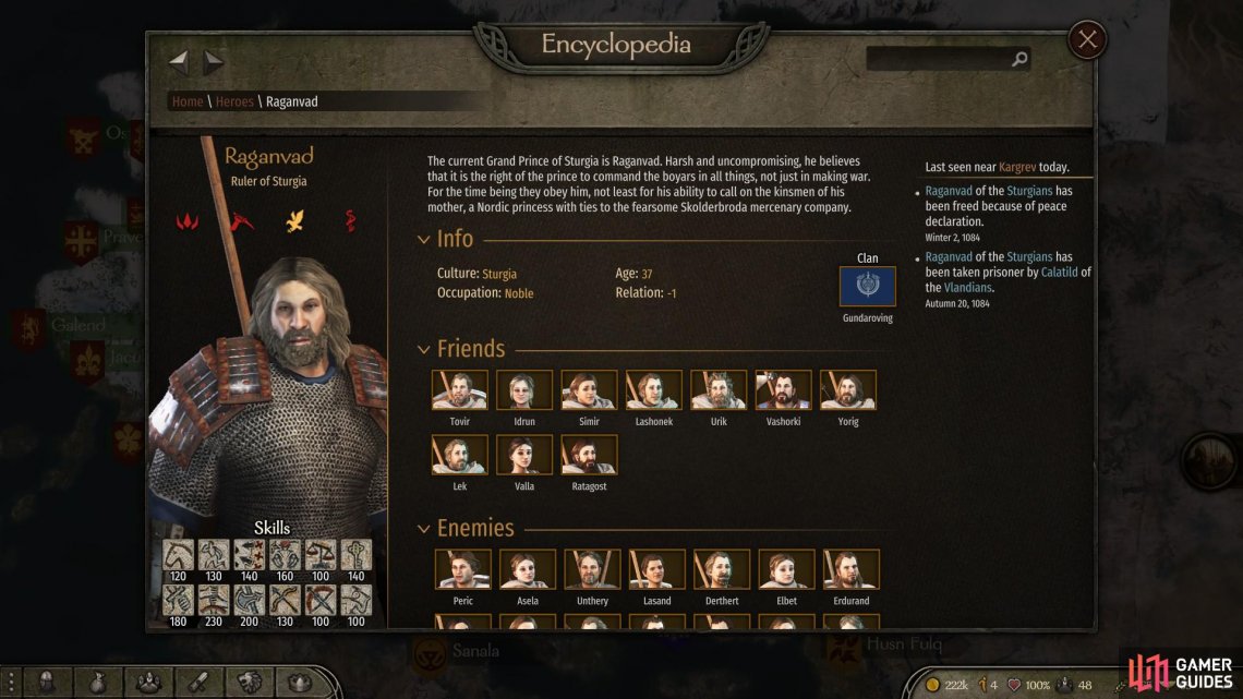 Use the encyclopedia within the game to search for the leaders of each faction. You will see their most recent location in the top right.