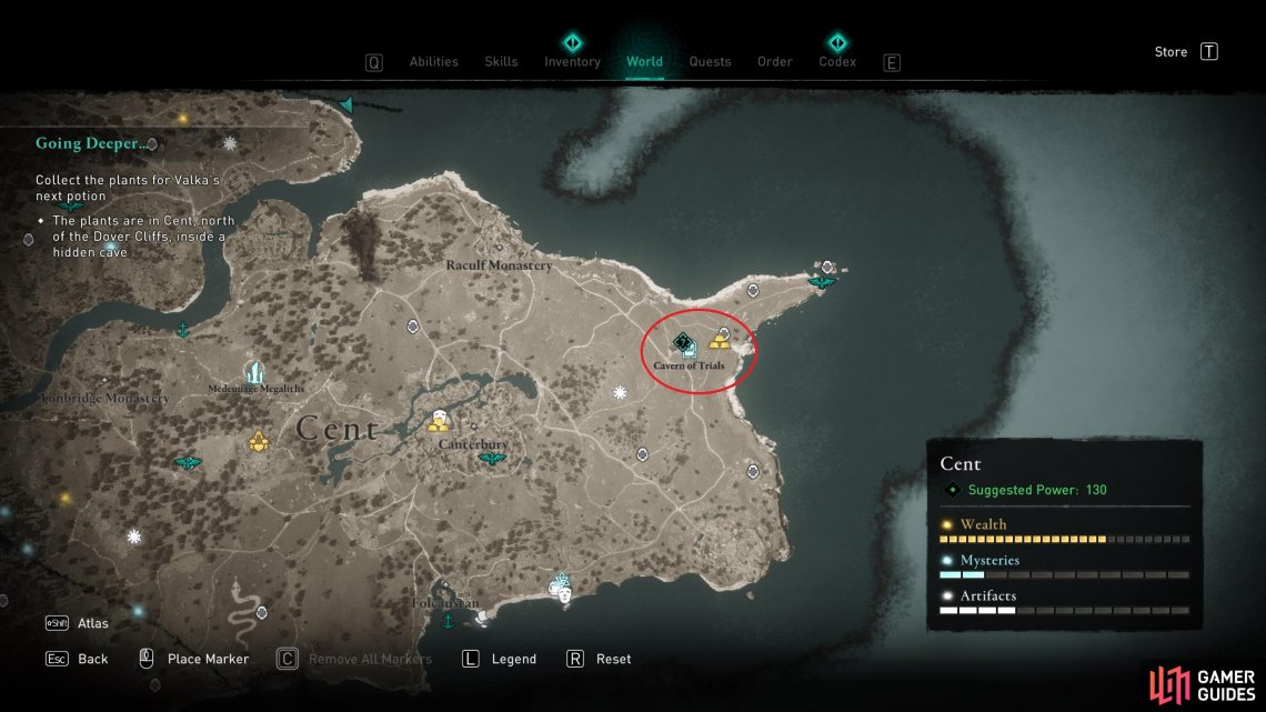 Youll find the Cavern of Trials near the eastern coast in the region of Cent.