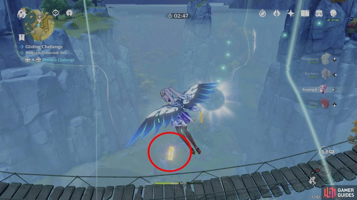 Use Ascend after the first ring to gain height and drop to the 1st Insignia