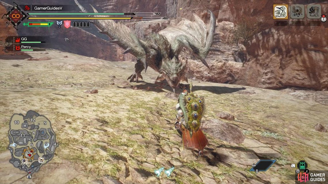Fighting the Rathian at the Sandy Plains.