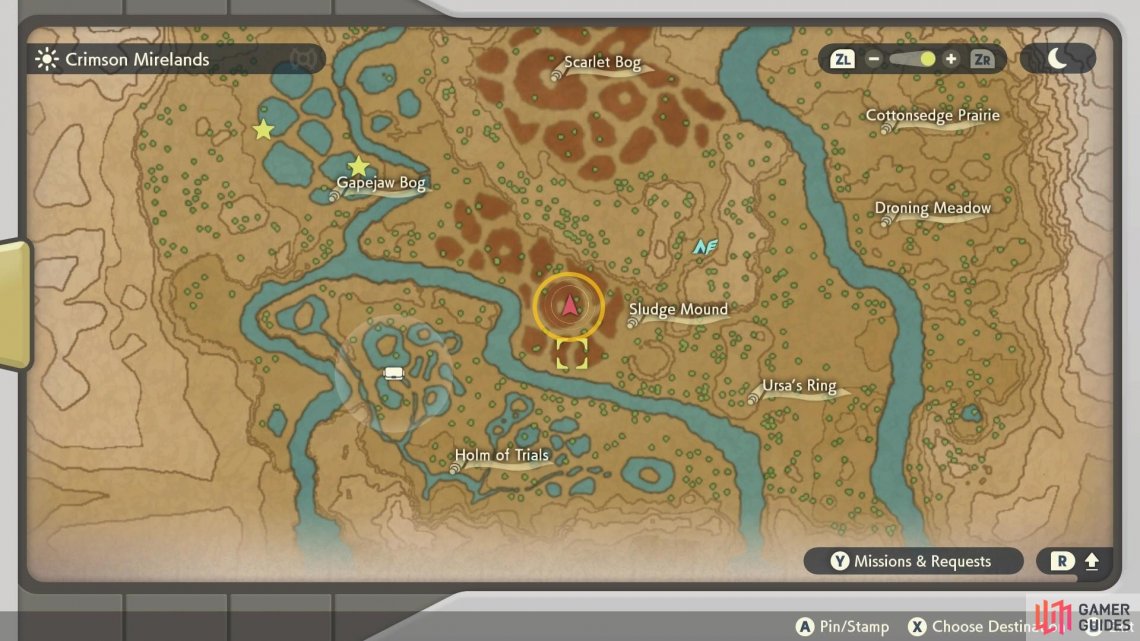 The charm is found in the bog southwest of Bogbound Camp.