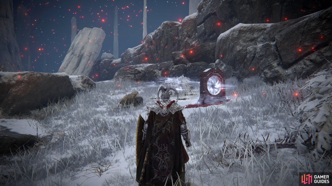 The teleporter to Mohgwyn Palace can be found in the northwest of the Consecrated Snowfields.