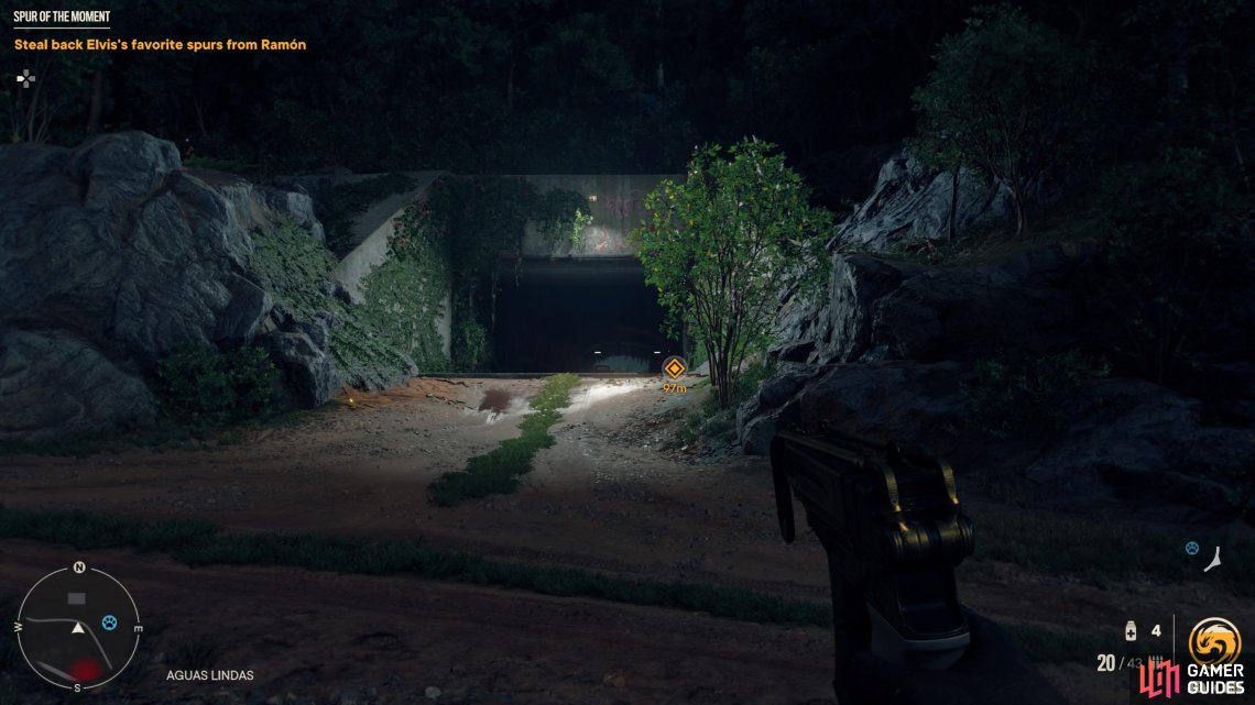 Head down this tunnel and you’ll find a door that leads into a bunker. 