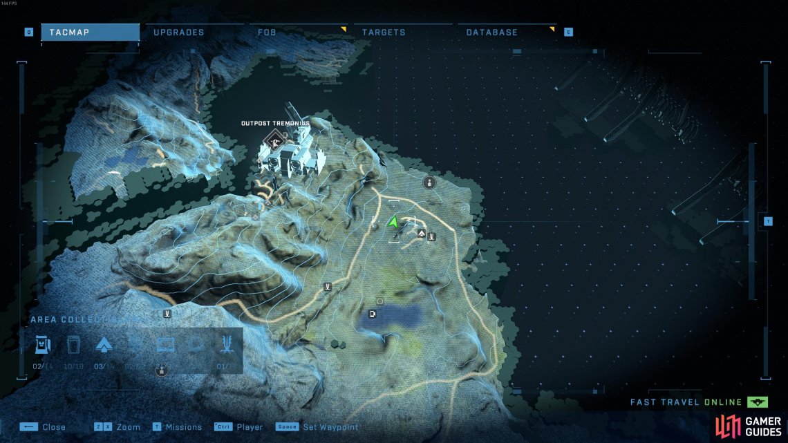 The location of the Renewal Spartan audio log, southeast of Outpost Tremonius.