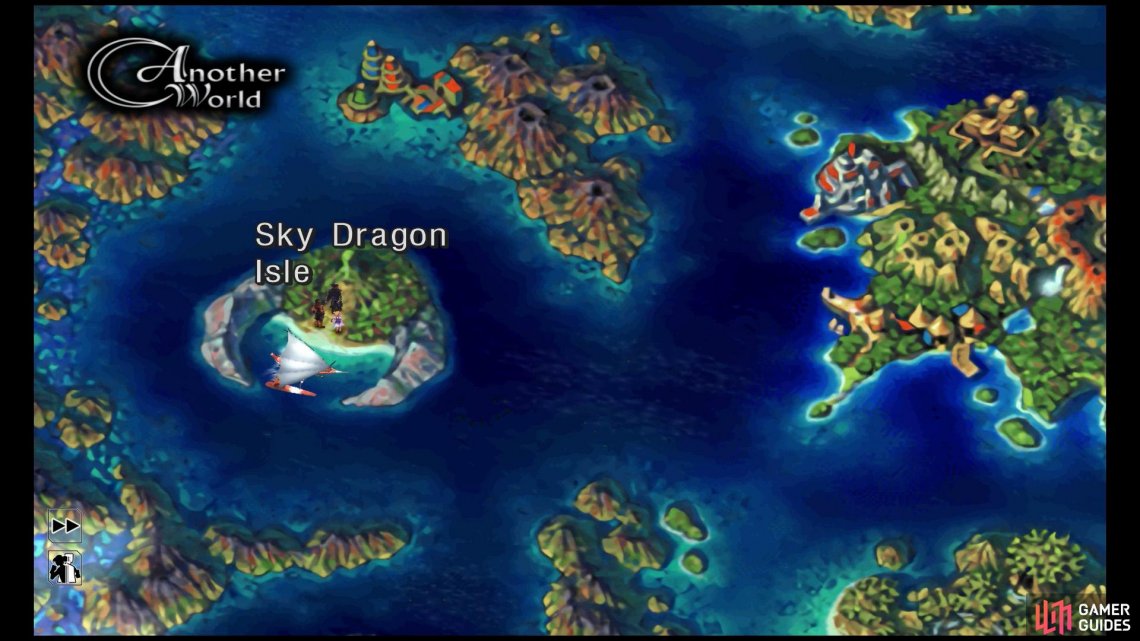 After defeating the other five dragons, head to Sky Dragon Isle in Another World.