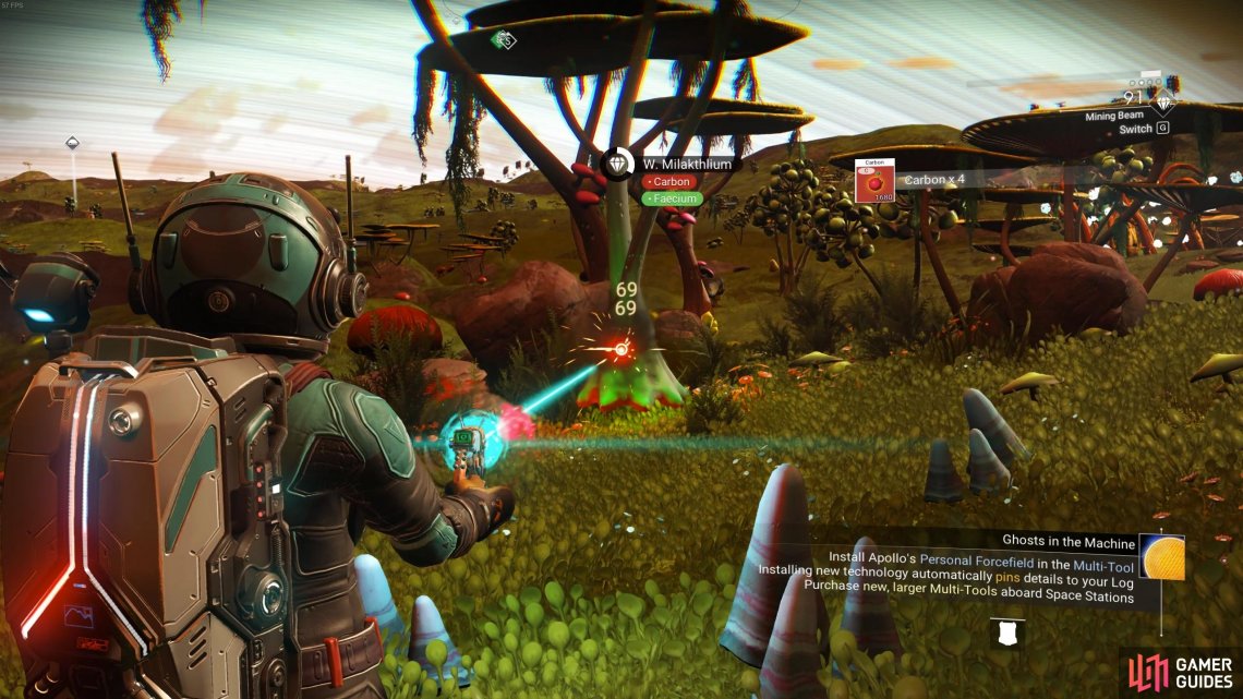 You can extract Carbon from almost any type of flora with the Mining Laser on the Multi-Tool.