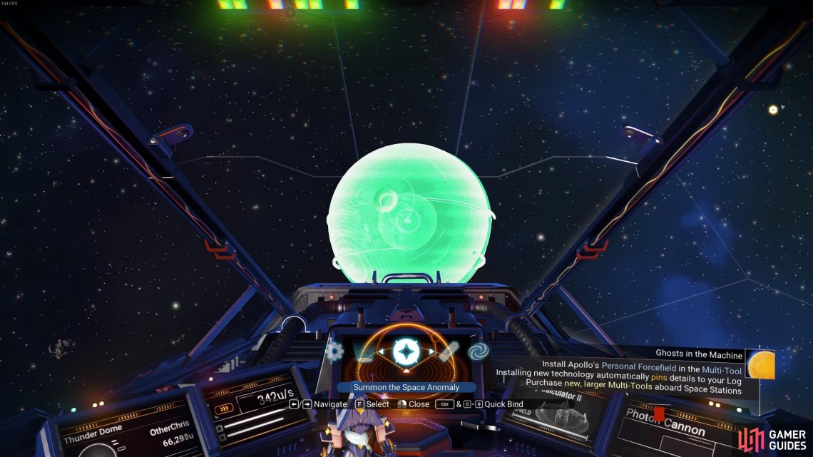 You can summon the Space Anomaly from the Quick Access menu.