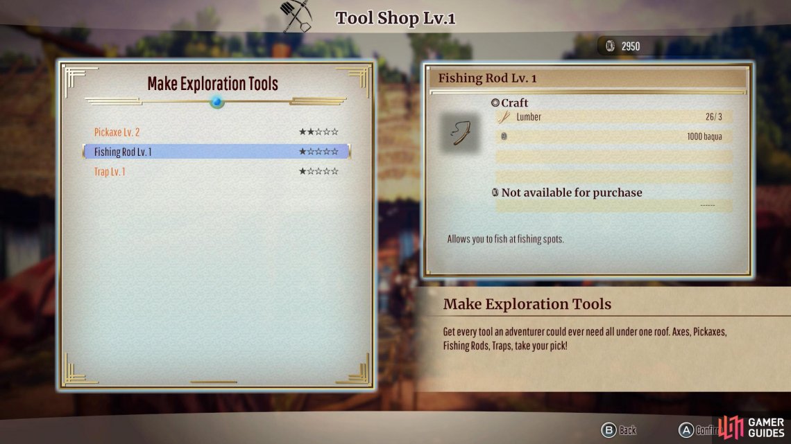 Grab a Fishing Rod from the Tool Shop.