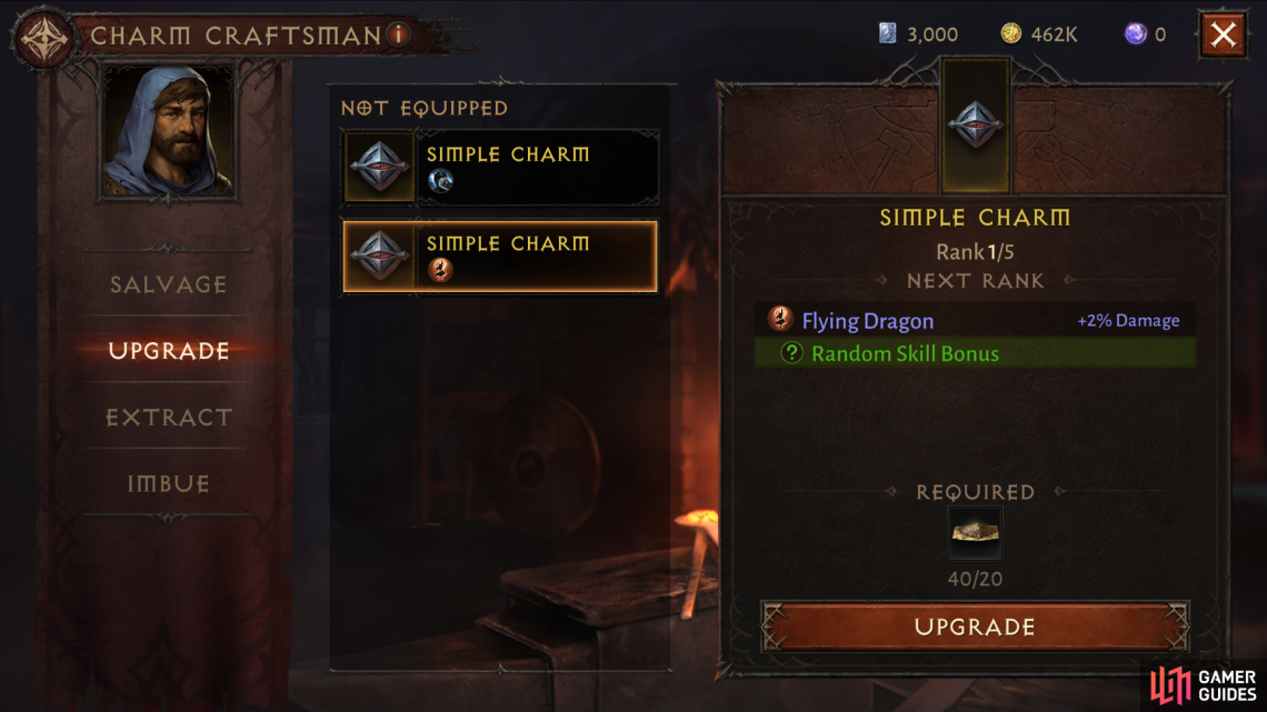 You can upgrade Charms at the Charm Craftsman, adding a random skill to said Charm.