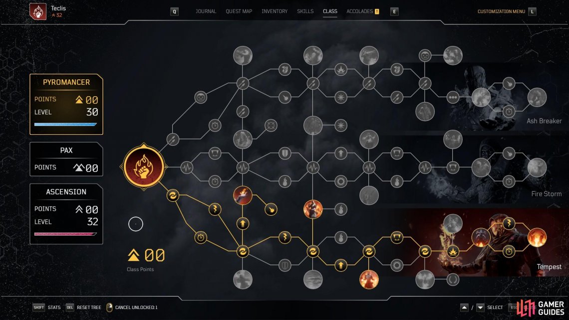 Here is the class tree we like using for this Outriders Worldslayer Eruption build.