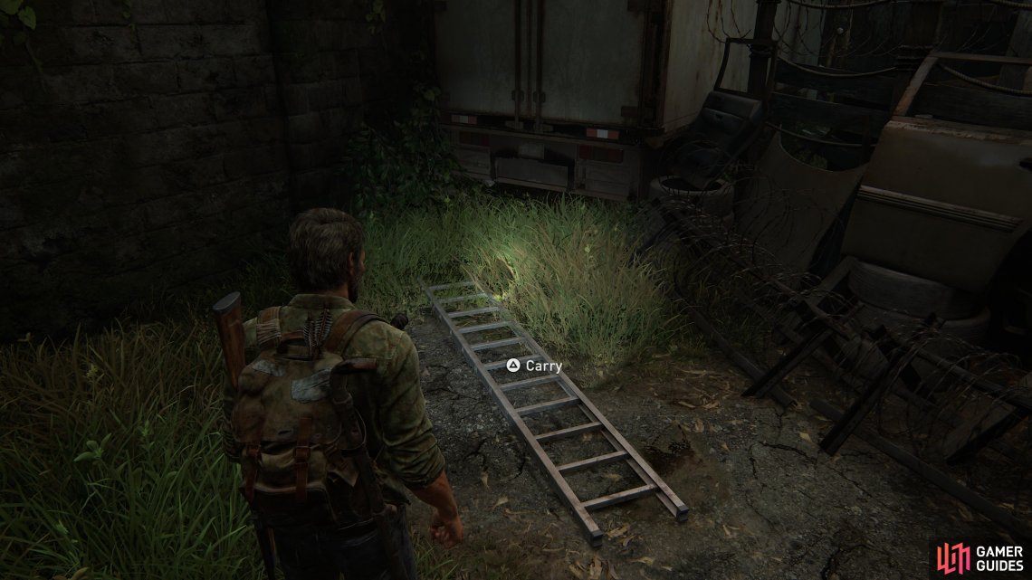 Use the ladder to climb up onto the truck 