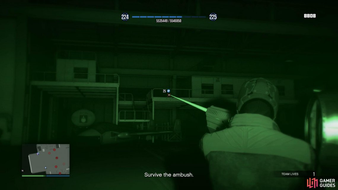 Take cover by the boxes near the entrance of the Hangar and take out the enemies