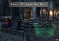 Find the Treasure Vault Key in the courtyard near the fountain