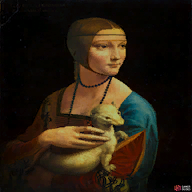 The ferret is white in the real painting