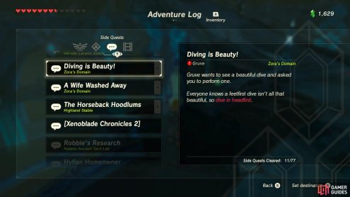 Diving Is Beauty The Legend Of Zelda Breath Of The Wild Gamer